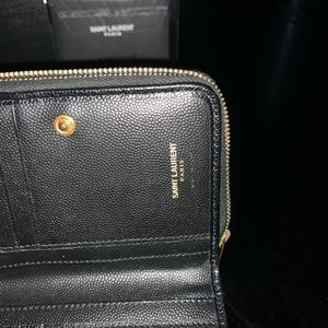 100% Authentic YSL Zip Coin Wallet Black